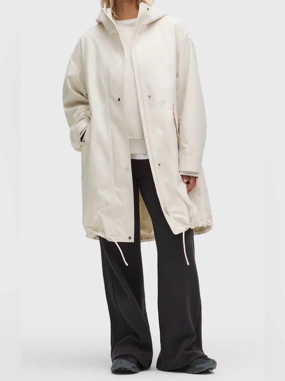 New LULULEMON  Oversized Cocoon Raincoat Jacket Rain Coat, Medium, Light Ivory